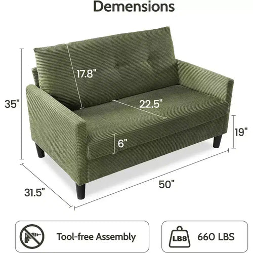 50 Loveseat Sofa,Tool-Free Setup Small Couches