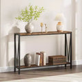 Console Table with Storage, Narrow Entryway Table C Rustic Side Table with Metal Frame for Hallway, Living Room, Bedroom