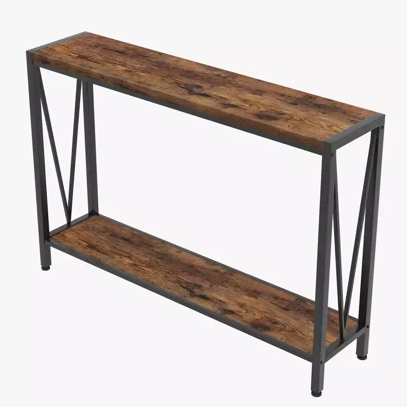 Console Table with Storage, Narrow Entryway Table C Rustic Side Table with Metal Frame for Hallway, Living Room, Bedroom