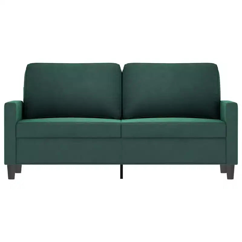 Stylish 2-Seater Sofa in Dark Green - Velvet Upholstery - Modern Design for Living Room, Office or Lounge Area - Comfortable Foam-Filled Seats