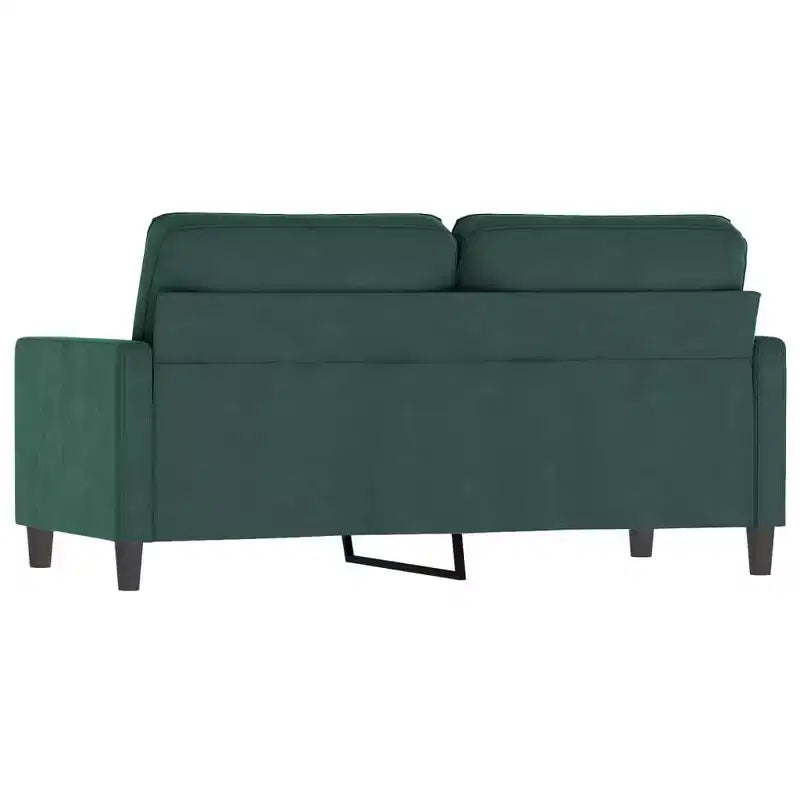Stylish 2-Seater Sofa in Dark Green - Velvet Upholstery - Modern Design for Living Room, Office or Lounge Area - Comfortable Foam-Filled Seats