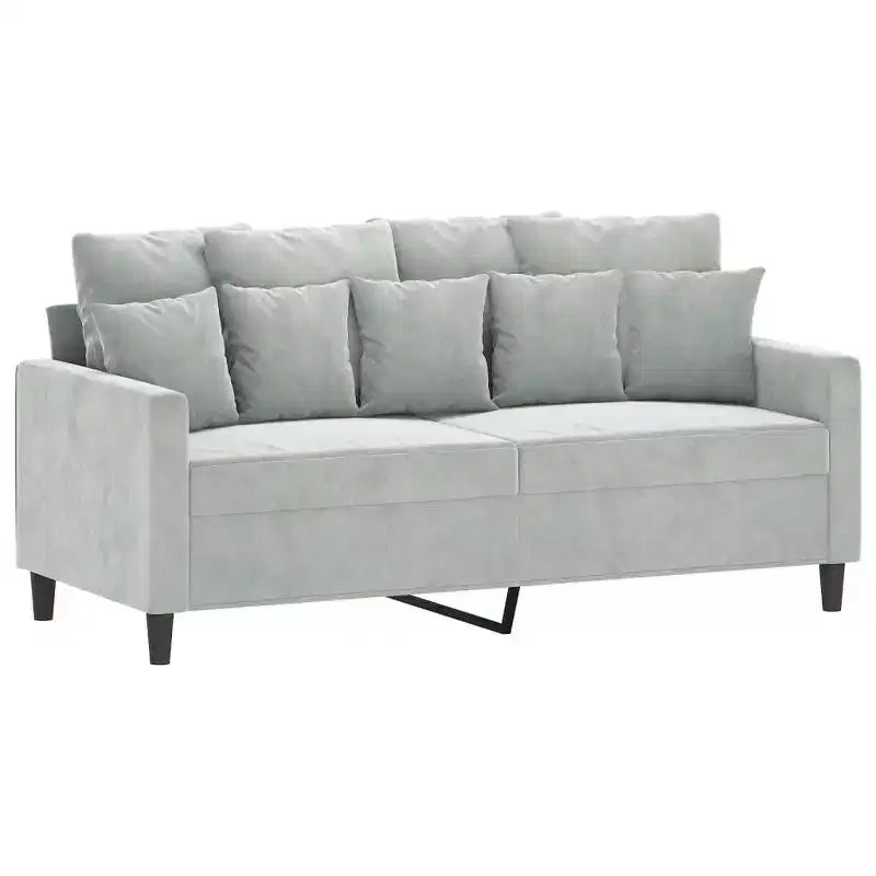 vidaXL Luxurious 2-Seater Sofa in Light Gray Velvet - Comfortable Thickly-Padded Seat with Sturdy Metal Frame and Modern Design