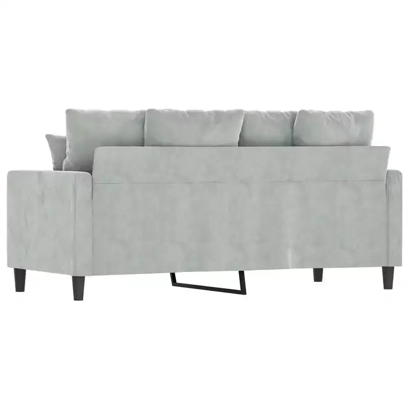 Luxurious 2-Seater Sofa in Light Gray Velvet - Comfortable Thickly-Padded Seat with Sturdy Metal Frame and Modern Design