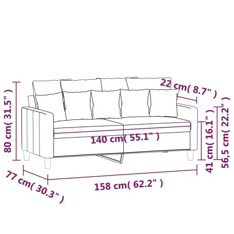 2-Seater Velvet Sofa Modern Styling in Dark Gray with a Strong Metal Frame and Comfortable Seating