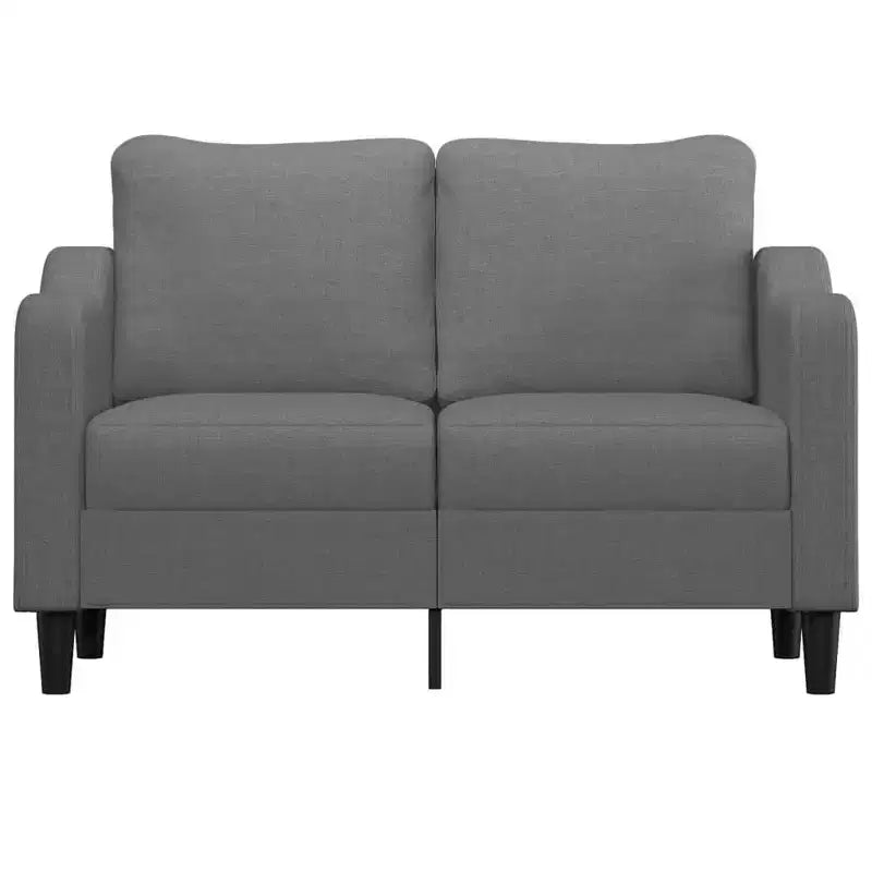 Modern 2-Seater Sofa in Dark Grey Fabric with Metal Frame - Comfortable Padded Seating for Lounge Area or Living Room