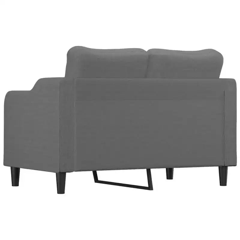 Modern 2-Seater Sofa in Dark Grey Fabric with Metal Frame - Comfortable Padded Seating for Lounge Area or Living Room