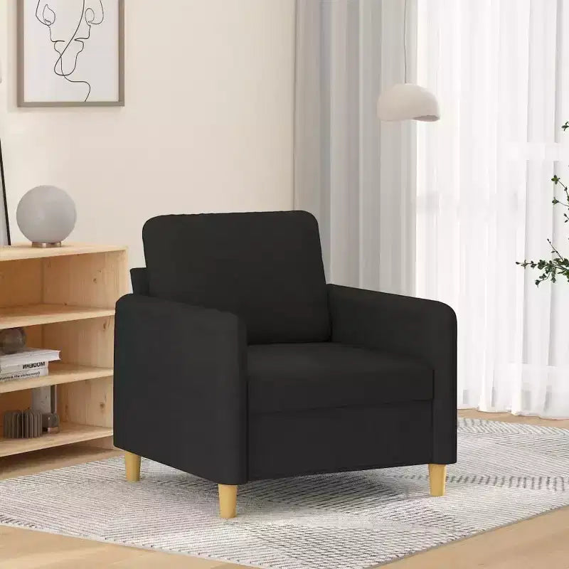 Sofa Chair Upholstered Single Sofa Armchair for Living Room Fabric - Black 23.6