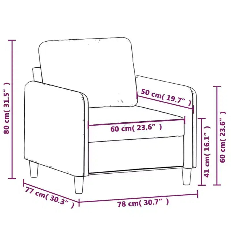 Sofa Chair Upholstered Single Sofa Armchair for Living Room Fabric - Black 23.6