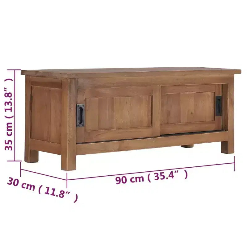 TV Cabinet Natural Teak Solid Teak Wood Medium Teak TV Cabinet