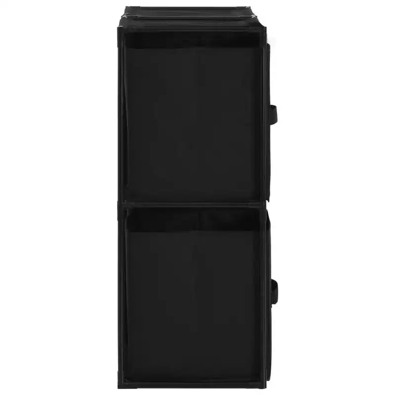Modern Black Storage Cabinet with 4 Fabric Baskets - 24.8x11.8x28 Steel Frame Sideboard - Portable and Versatile Home Dcor
