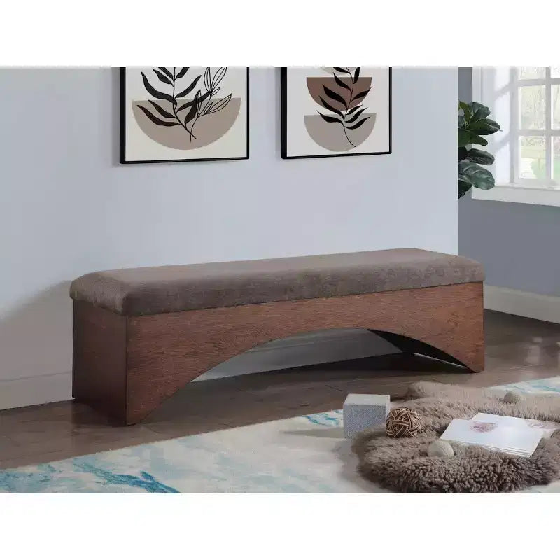 Lawson Velour Fur Fabric Bench
