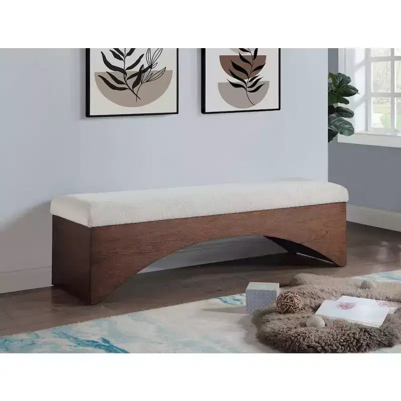 Lawson Velour Fur Fabric Bench
