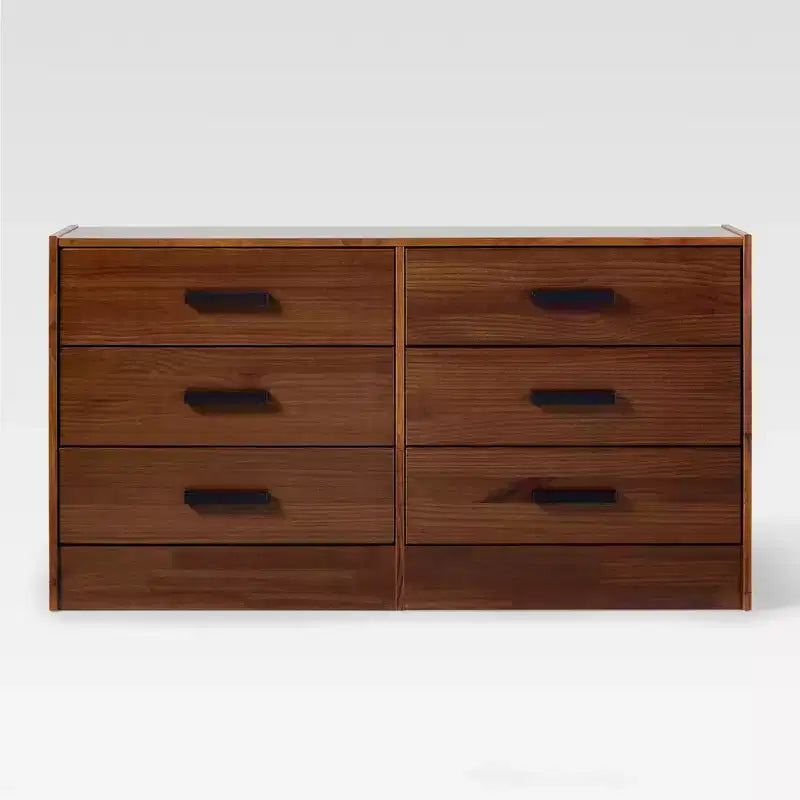 Easy Assembly Solid Wood 6-Drawer Dresser with Handles