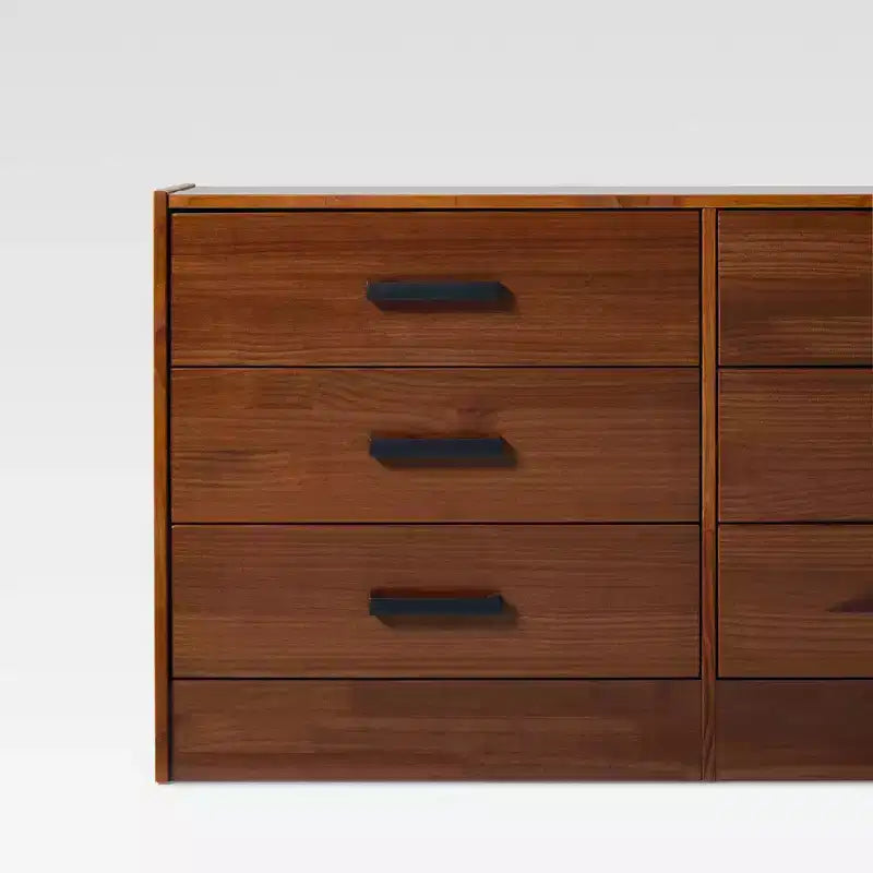 Easy Assembly Solid Wood 6-Drawer Dresser with Handles