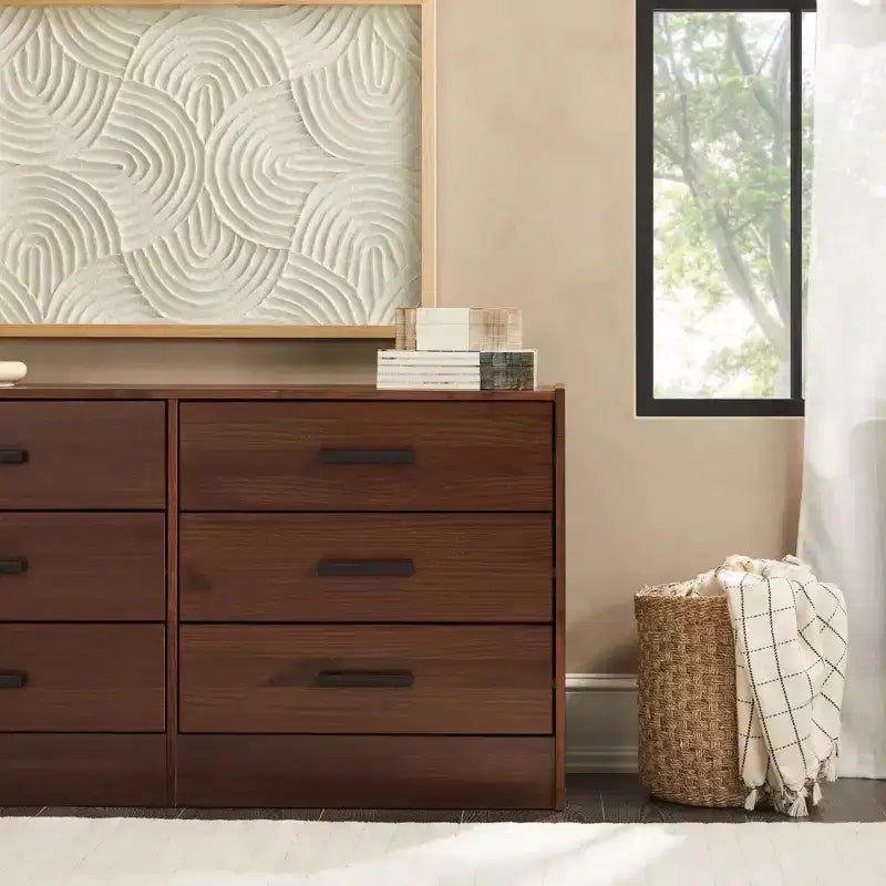 Easy Assembly Solid Wood 6-Drawer Dresser with Handles