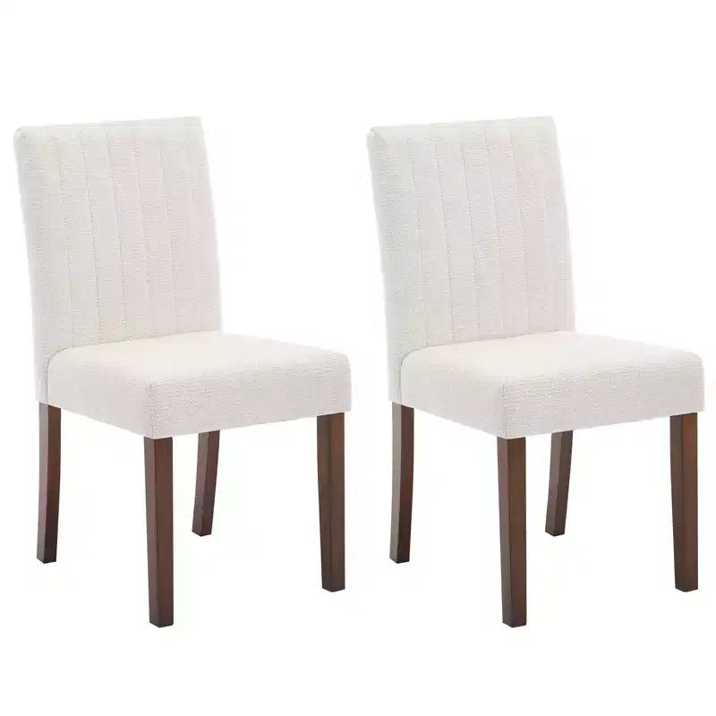 Upholstered Dining Chairs Set of 2, Modern Fabric Kitchen Side Chairs with Sturdy Wood Legs, Parsons Design, Comfortable Soft Linen for Dining Room