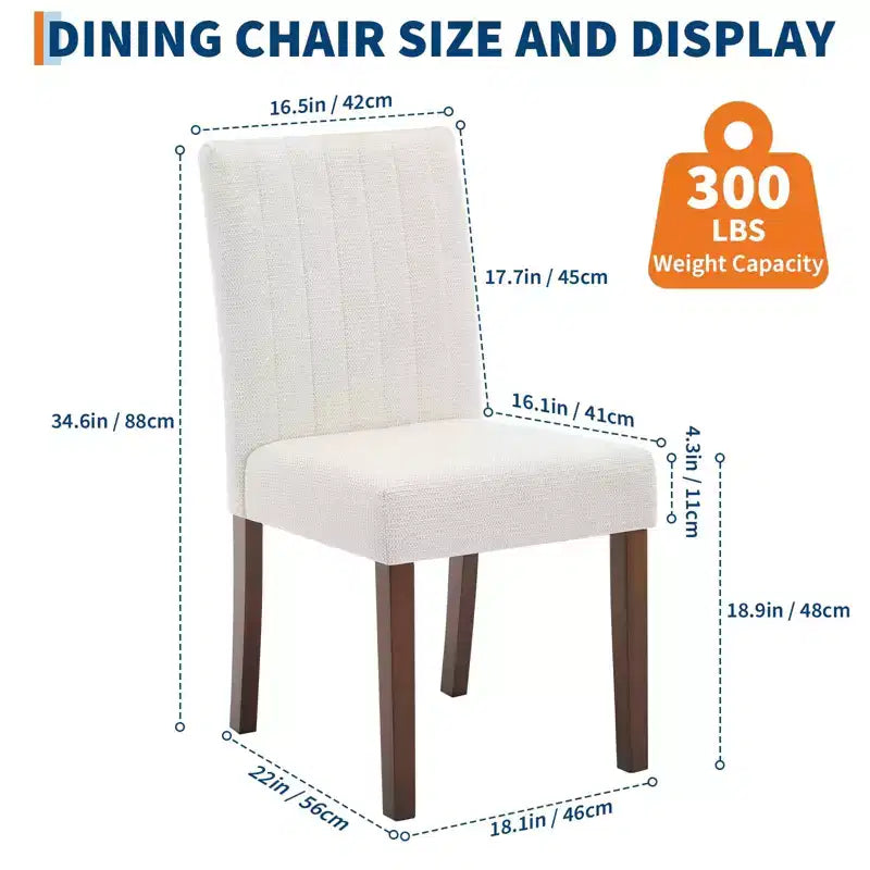 Upholstered Dining Chairs Set of 2, Modern Fabric Kitchen Side Chairs with Sturdy Wood Legs, Parsons Design, Comfortable Soft Linen for Dining Room