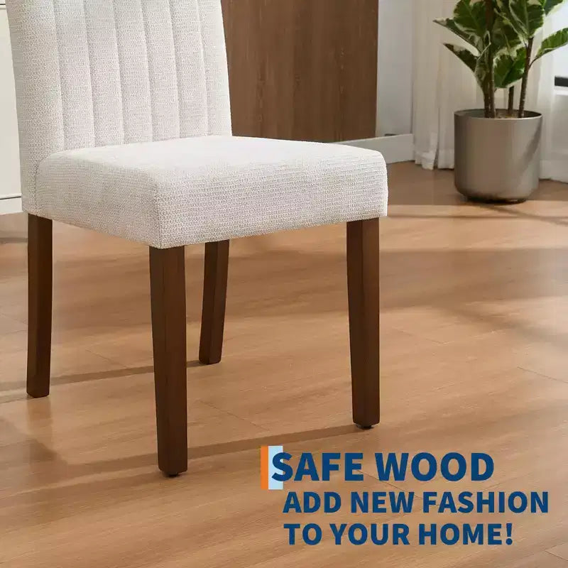 Upholstered Dining Chairs Set of 2, Modern Fabric Kitchen Side Chairs with Sturdy Wood Legs, Parsons Design, Comfortable Soft Linen for Dining Room