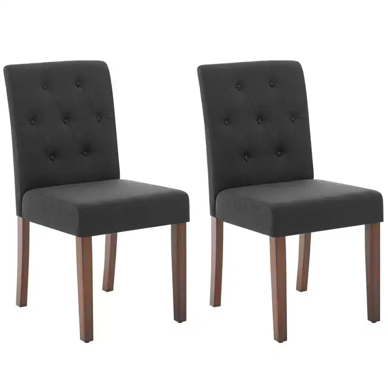 Upholstered Dining Chairs Set of 2, Modern Fabric Kitchen Side Chairs with Sturdy Wood Legs, Parsons Design, Comfortable Soft Linen for Dining Room
