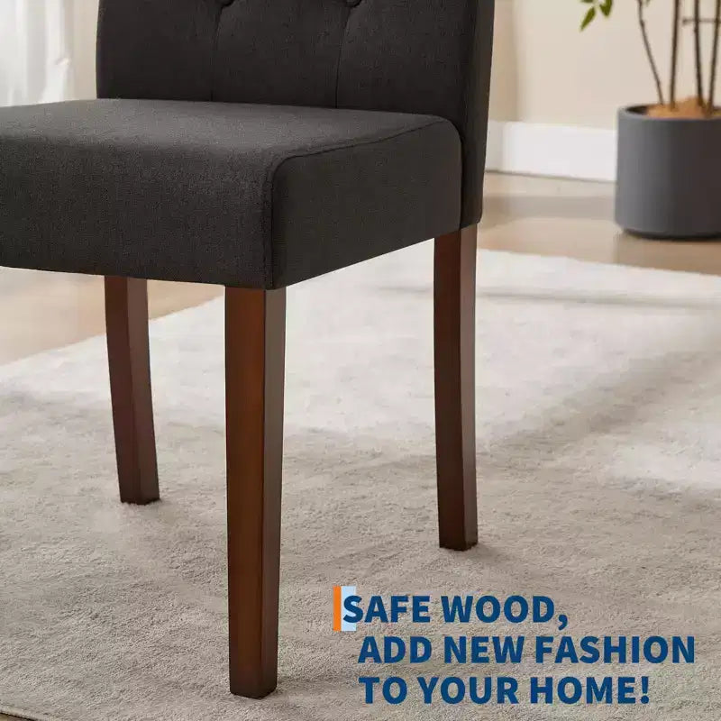 Upholstered Dining Chairs Set of 2, Modern Fabric Kitchen Side Chairs with Sturdy Wood Legs, Parsons Design, Comfortable Soft Linen for Dining Room