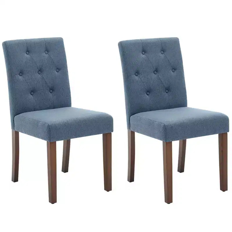Upholstered Dining Chairs Set of 2, Modern Fabric Kitchen Side Chairs with Sturdy Wood Legs, Parsons Design, Comfortable Soft Linen for Dining Room