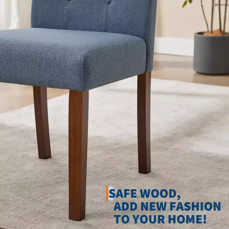Upholstered Dining Chairs Set of 2, Modern Fabric Kitchen Side Chairs with Sturdy Wood Legs, Parsons Design, Comfortable Soft Linen for Dining Room