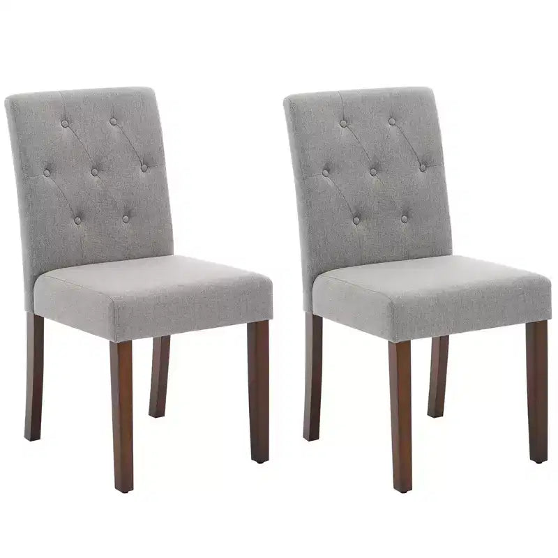 Upholstered Dining Chairs Set of 2, Modern Fabric Kitchen Side Chairs with Sturdy Wood Legs, Parsons Design, Comfortable Soft Linen for Dining Room