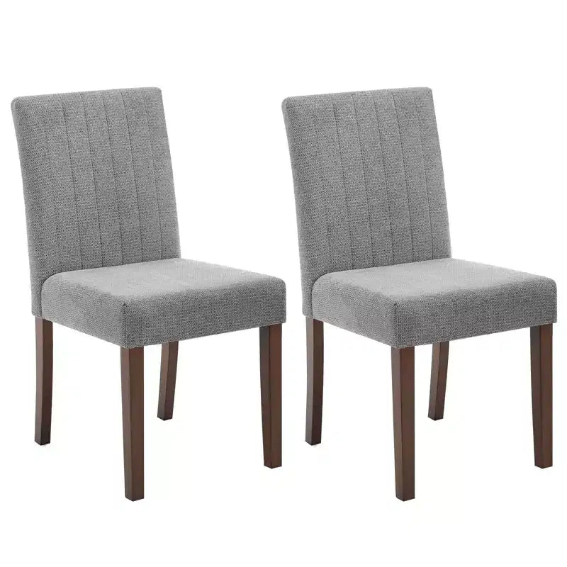 Upholstered Dining Chairs Set of 2, Modern Fabric Kitchen Side Chairs with Sturdy Wood Legs, Parsons Design, Comfortable Soft Linen for Dining Room