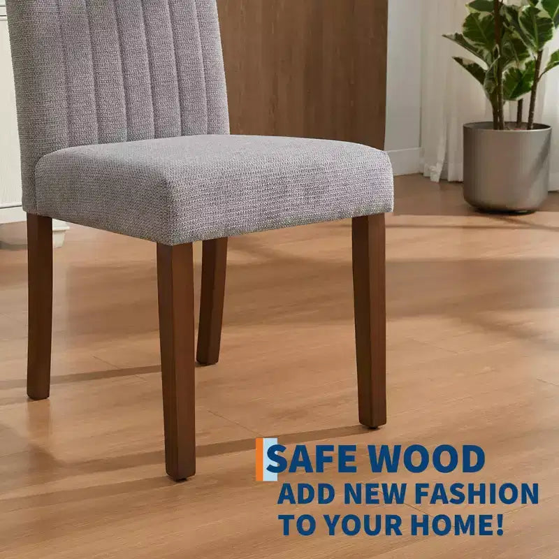 Upholstered Dining Chairs Set of 2, Modern Fabric Kitchen Side Chairs with Sturdy Wood Legs, Parsons Design, Comfortable Soft Linen for Dining Room