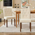 Upholstered Dining Chairs Set of 2, Modern Fabric Kitchen Side Chairs with Sturdy Wood Legs, Parsons Design, Comfortable Soft Linen for Dining Room