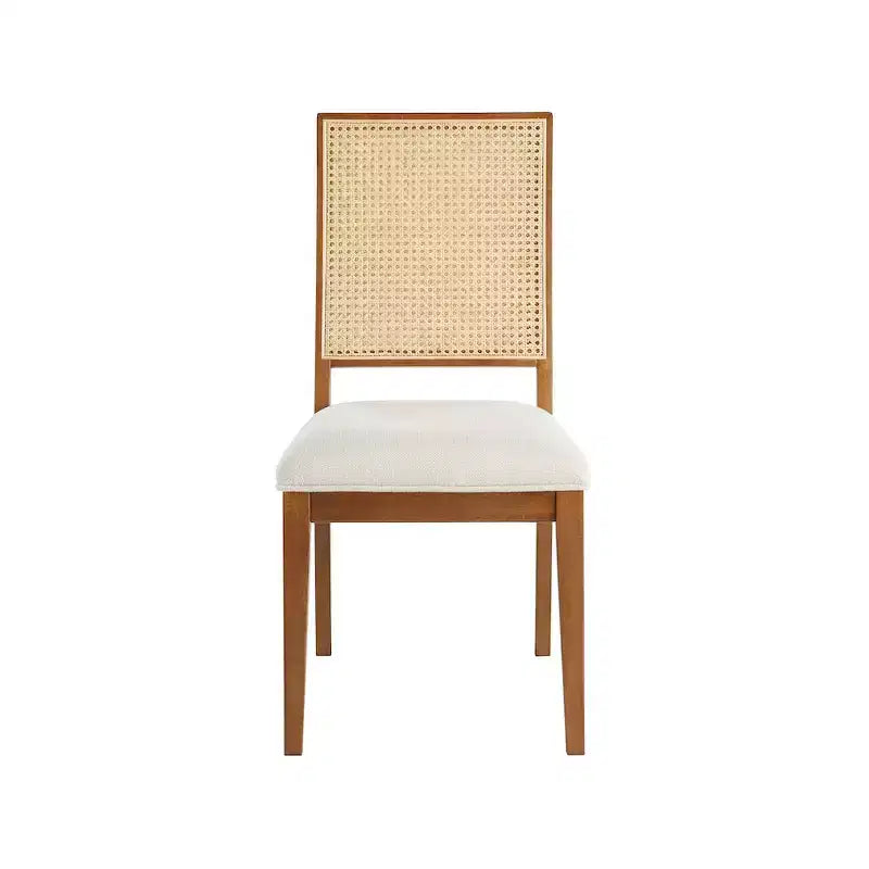 Butterfly Cream Linen Textured Fabric Dining Chair, Set of 2