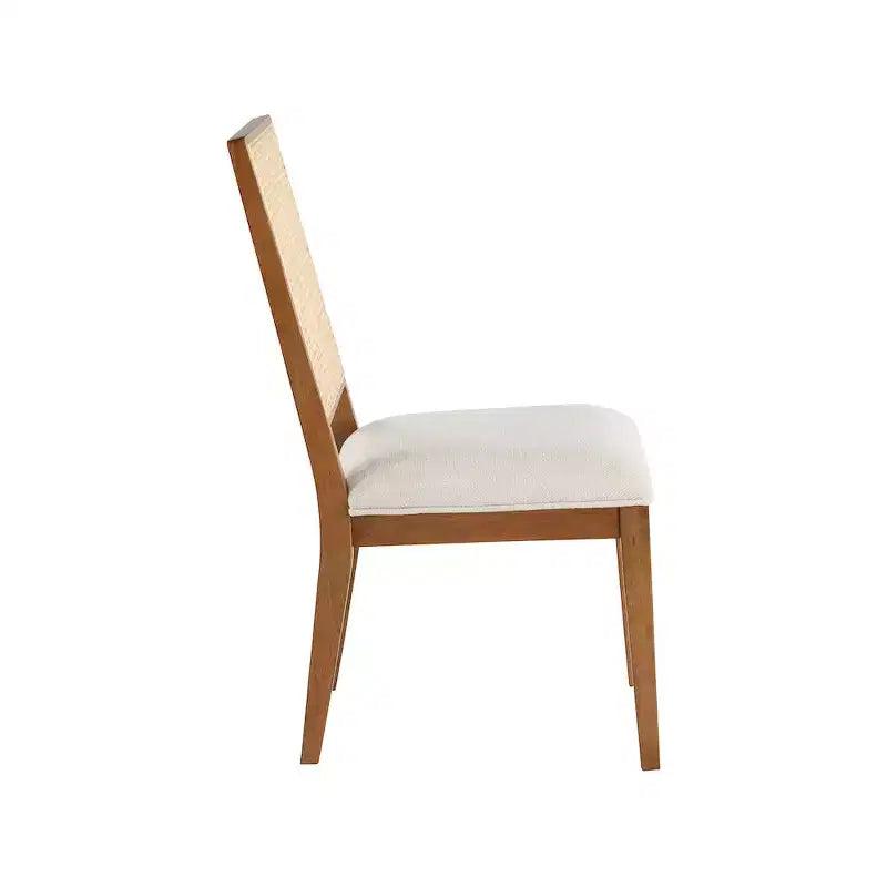 Butterfly Cream Linen Textured Fabric Dining Chair, Set of 2