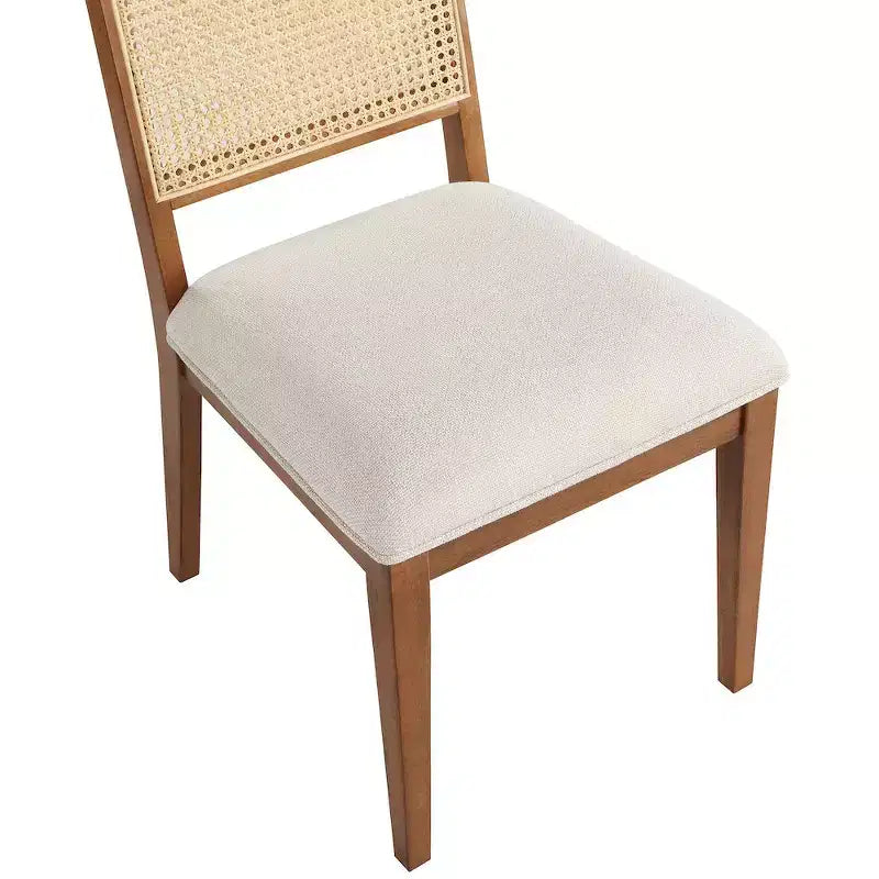 Butterfly Cream Linen Textured Fabric Dining Chair, Set of 2
