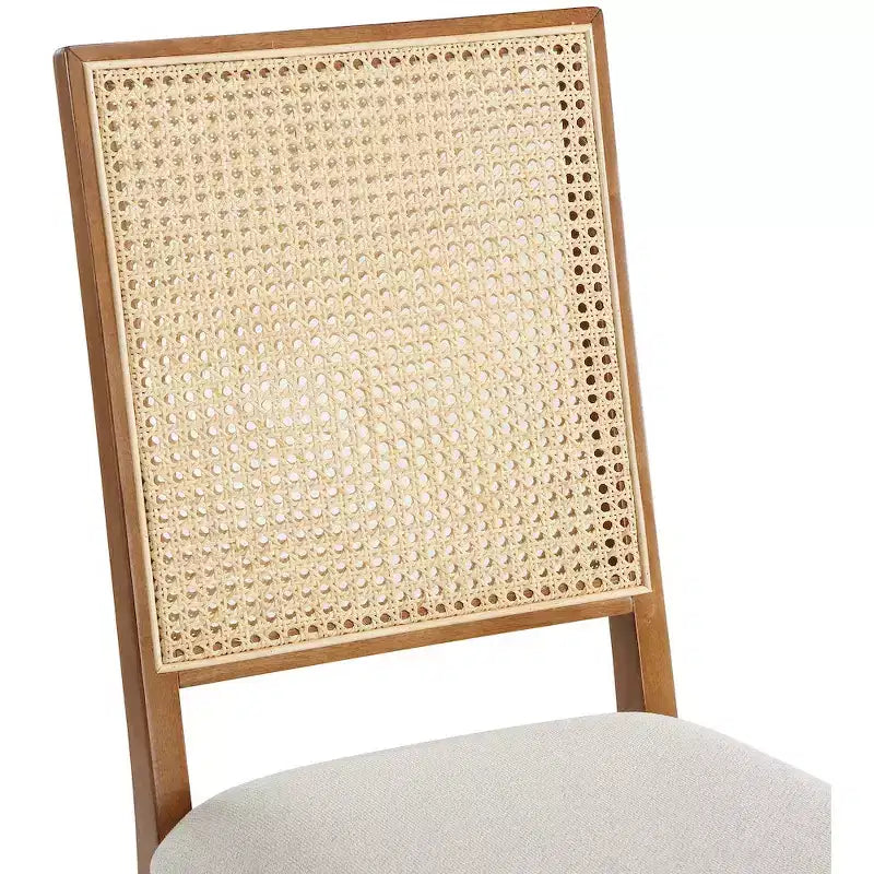 Butterfly Cream Linen Textured Fabric Dining Chair, Set of 2