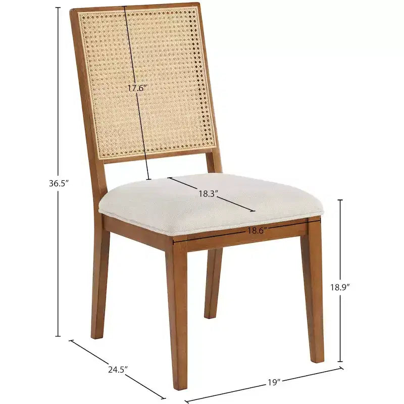 Butterfly Cream Linen Textured Fabric Dining Chair, Set of 2