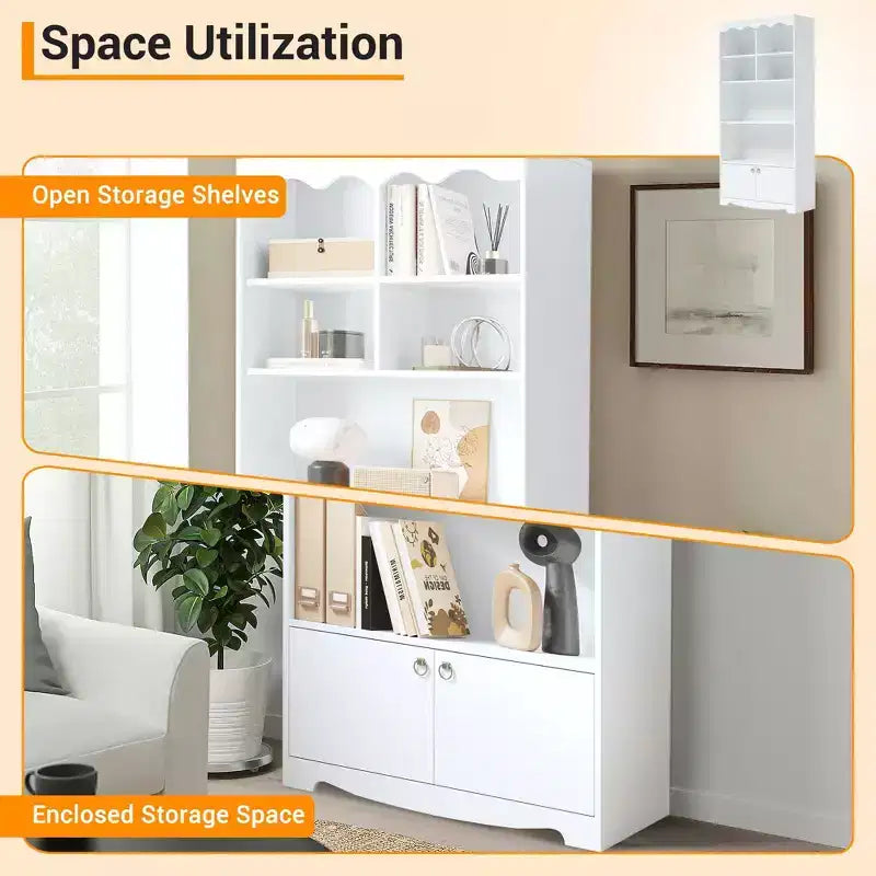 5-Tier Bookcase and Bookshelf, Large 63 Inch High Floor-To-ceiling Bookshelf for Home Office, Toy Display Storage Rack, Bookcase Storage Rack