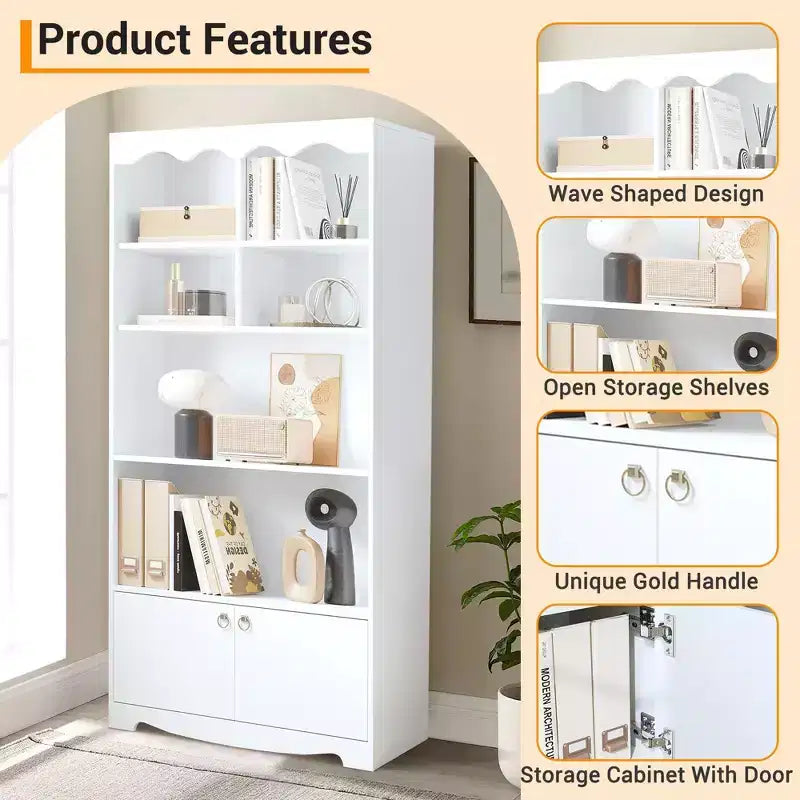 5-Tier Bookcase and Bookshelf, Large 63 Inch High Floor-To-ceiling Bookshelf for Home Office, Toy Display Storage Rack, Bookcase Storage Rack