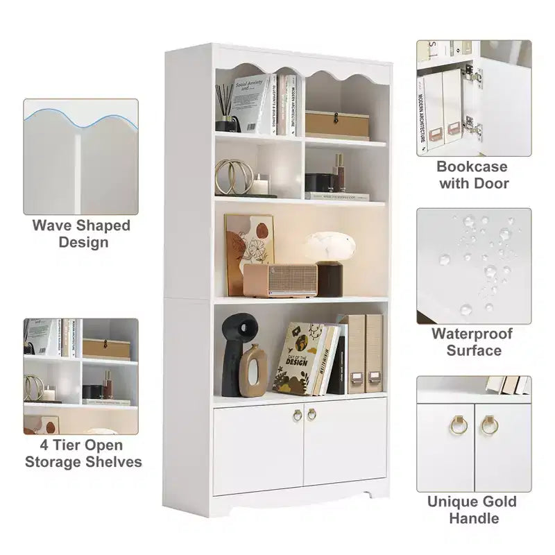 5-Tier Bookcase and Bookshelf, Large 63 Inch High Floor-To-ceiling Bookshelf for Home Office, Toy Display Storage Rack, Bookcase Storage Rack