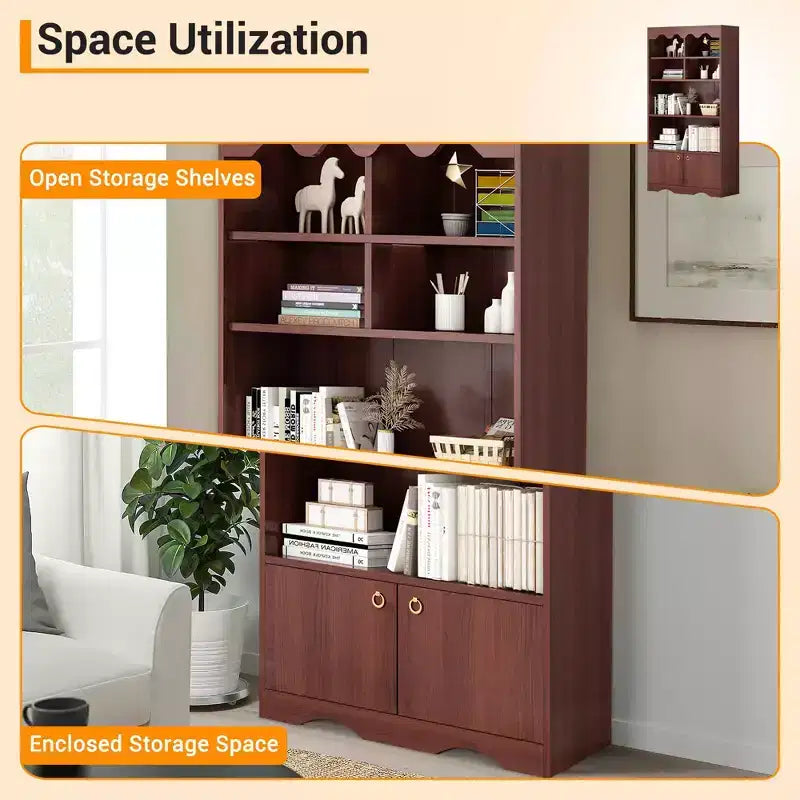 5-Tier Bookcase and Bookshelf, Large 63 Inch High Floor-To-ceiling Bookshelf for Home Office, Toy Display Storage Rack, Bookcase Storage Rack