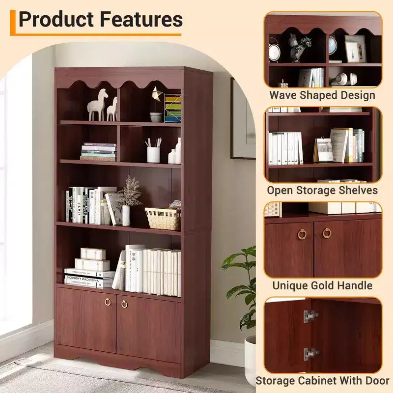 5-Tier Bookcase and Bookshelf, Large 63 Inch High Floor-To-ceiling Bookshelf for Home Office, Toy Display Storage Rack, Bookcase Storage Rack