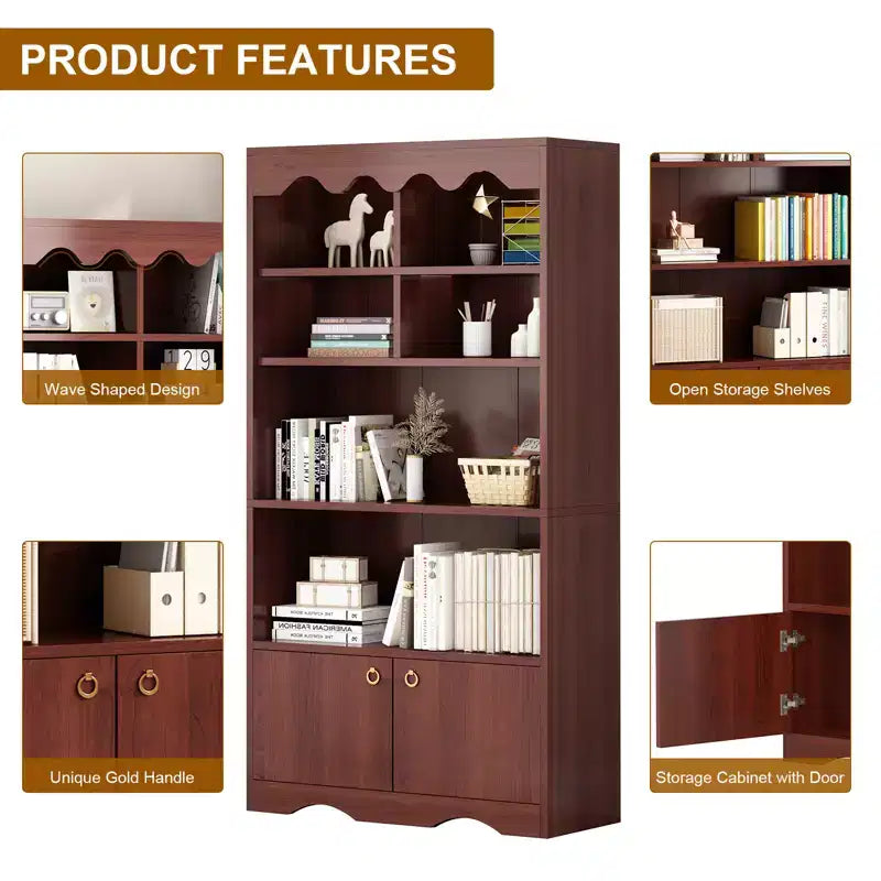 5-Tier Bookcase and Bookshelf, Large 63 Inch High Floor-To-ceiling Bookshelf for Home Office, Toy Display Storage Rack, Bookcase Storage Rack