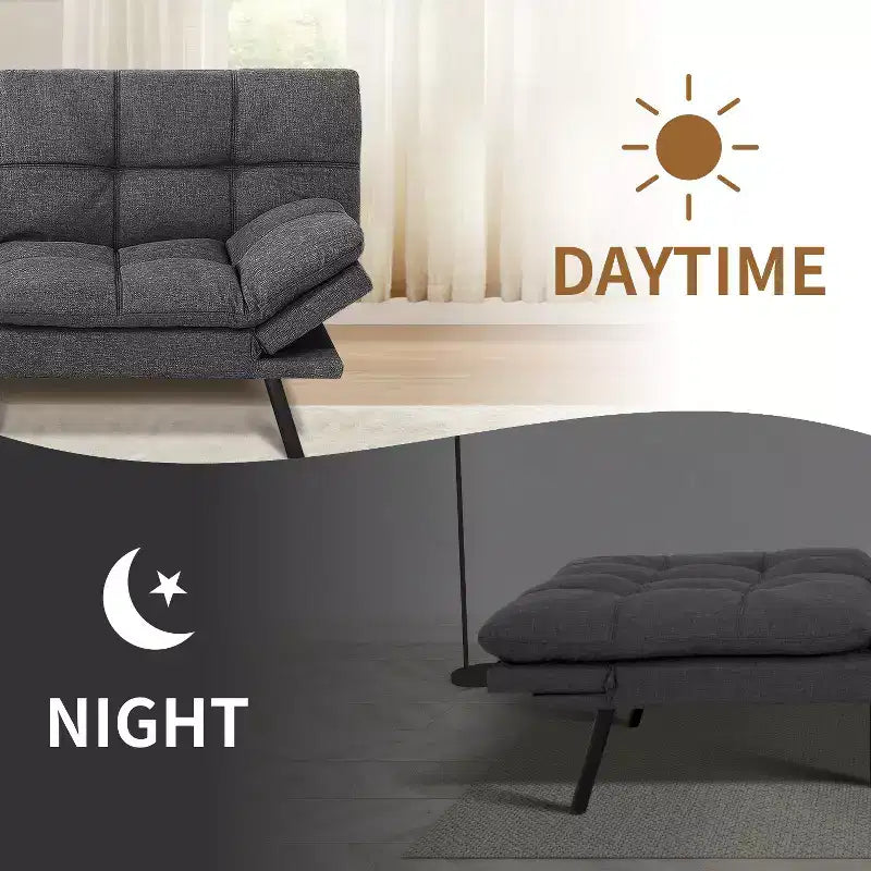 71 Futon Sofa Bed, Memory Foam Modern Convertible Couch Bed,Folding Futon Sleeper Couch with Compact Living Space