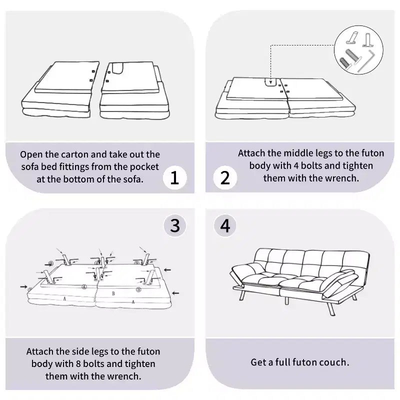71 Futon Sofa Bed, Memory Foam Modern Convertible Couch Bed,Folding Futon Sleeper Couch with Compact Living Space