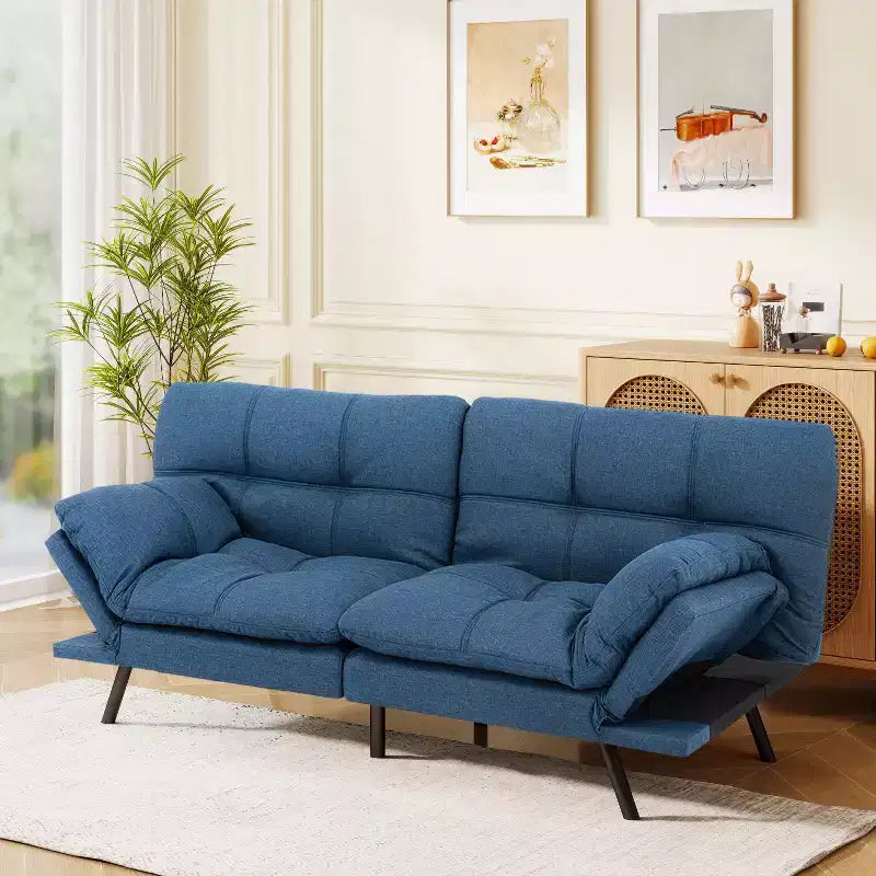 Dyonery 71 Futon Sofa Bed, Memory Foam Modern Convertible Couch Bed,Folding Futon Sleeper Couch with Compact Living Space