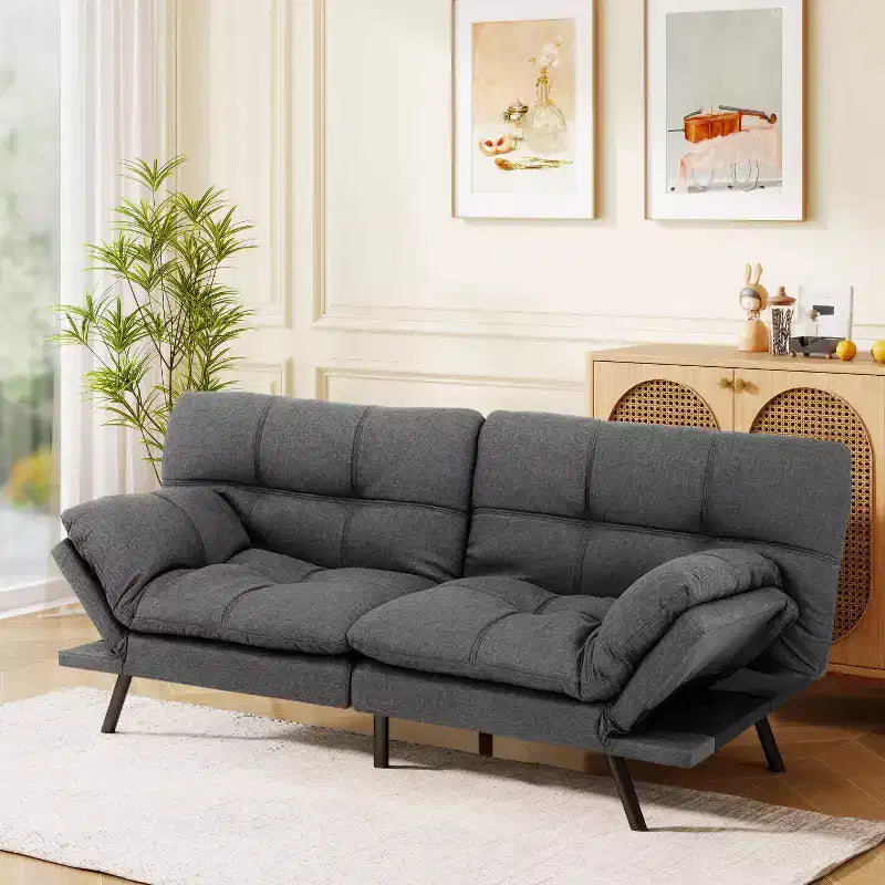 71 Futon Sofa Bed, Memory Foam Modern Convertible Couch Bed,Folding Futon Sleeper Couch with Compact Living Space