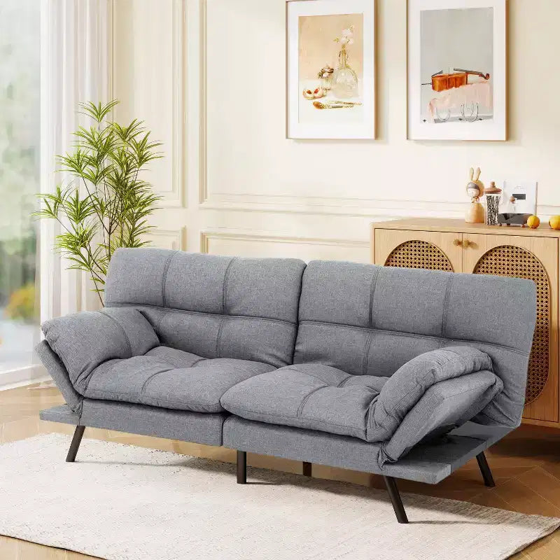 71 Futon Sofa Bed, Memory Foam Modern Convertible Couch Bed,Folding Futon Sleeper Couch with Compact Living Space