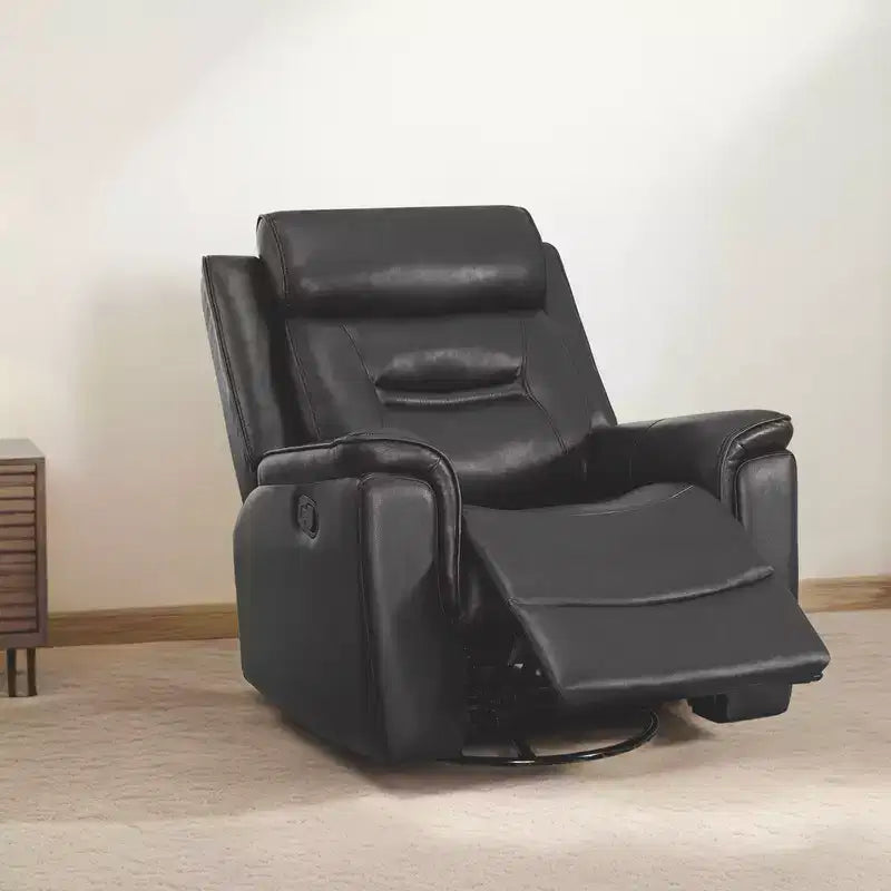 Swivel Manual Recliner Faux Leather Glider Recliner