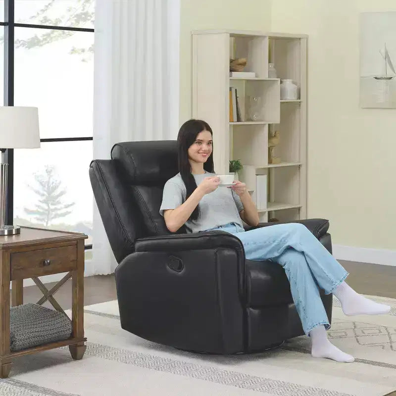 Swivel Manual Recliner Faux Leather Glider Recliner