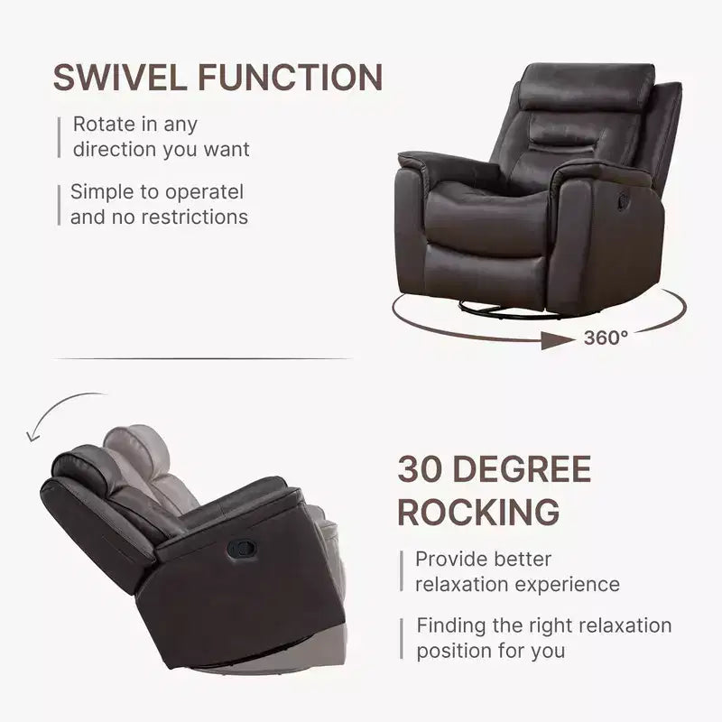 Swivel Manual Recliner Faux Leather Glider Recliner
