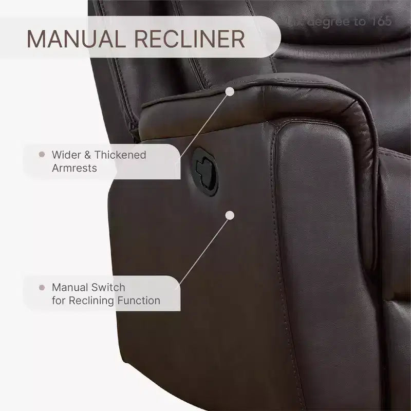 Swivel Manual Recliner Faux Leather Glider Recliner